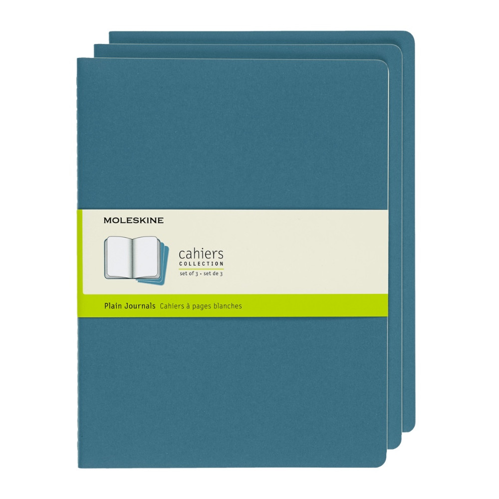 Zestaw zeszytów gładkich Cahier 19 x 25 cm - Moleskine - Brisk Blue miękka okładka