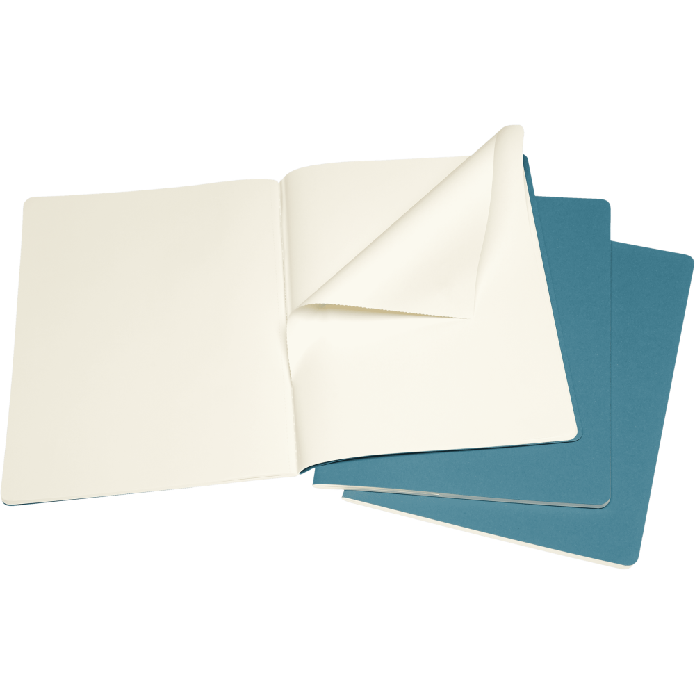 Set of plain Cahier Journals 19 x 25 cm - Moleskine - Brisk Blue soft cover