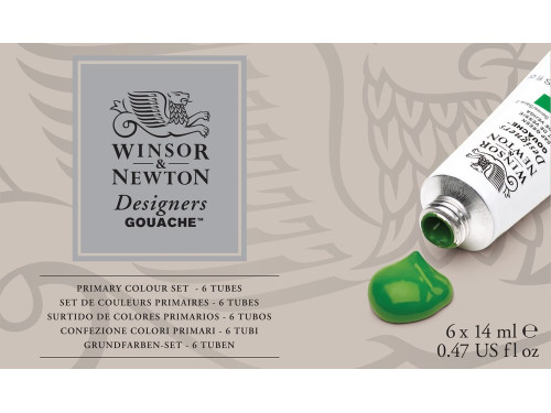 Zestaw gwaszy Designers Primary - Winsor & Newton - 6 x 14 ml