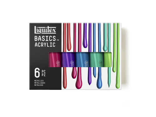 Zestaw farb akrylowych Basics Acrylic Metallic - Liquitex - 6 x 118 ml