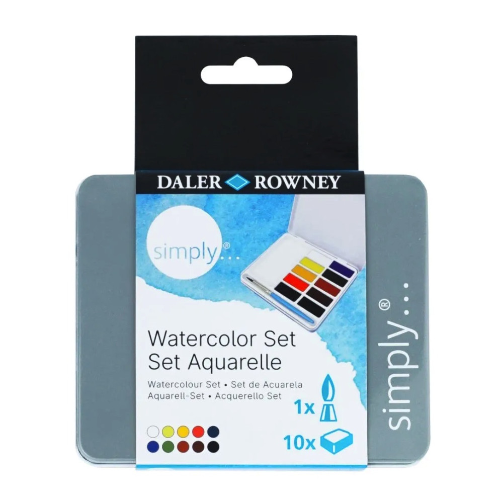 Set of watercolor paints in half pans - Daler Rowney - 10 pcs.