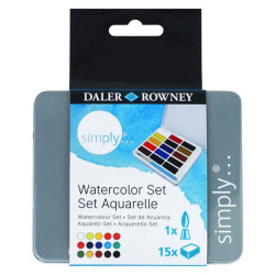 Set of watercolor paints in half pans - Daler Rowney - 15 pcs.