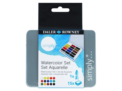 Set of watercolor paints in half pans - Daler Rowney - 15 pcs.