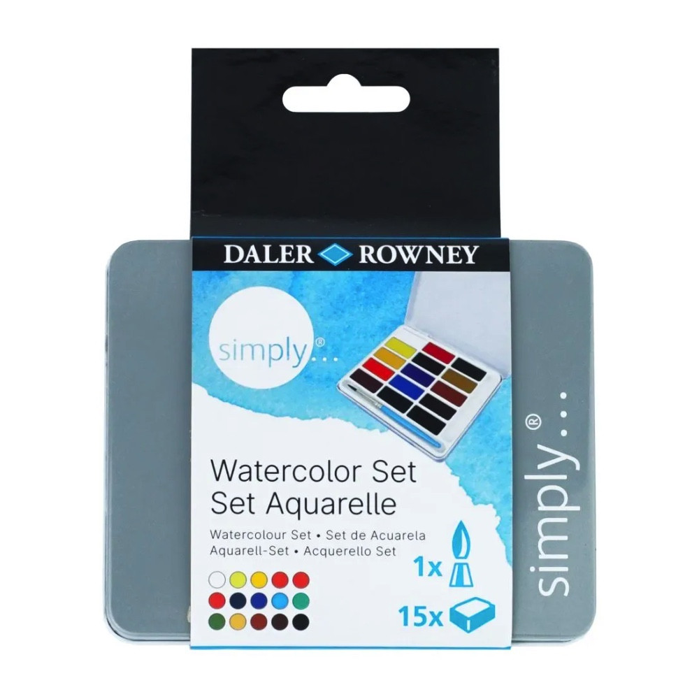 Set of watercolor paints in half pans - Daler Rowney - 15 pcs.