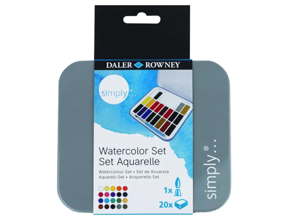 Zestaw akwareli Simply w półkostkach - Daler Rowney - 20 szt.