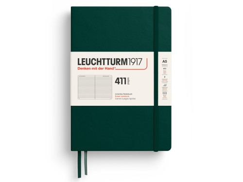Notatnik w linie 411 A5 - Leuchtturm1917 - Forest Green twarda okładka