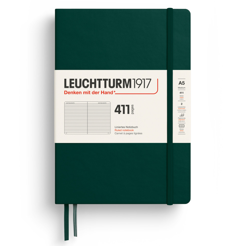 Ruled notebook 411 A5 - Leuchtturm1917 - Forest Green hard cover