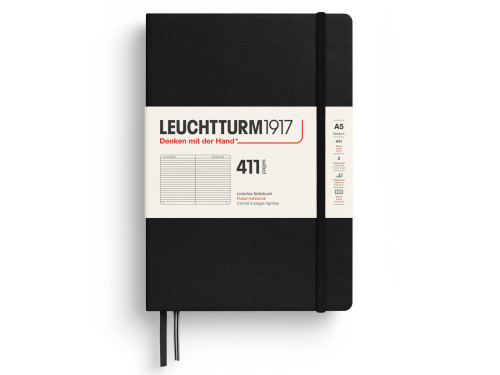 Notatnik w linie 411 A5 - Leuchtturm1917 - Black twarda okładka