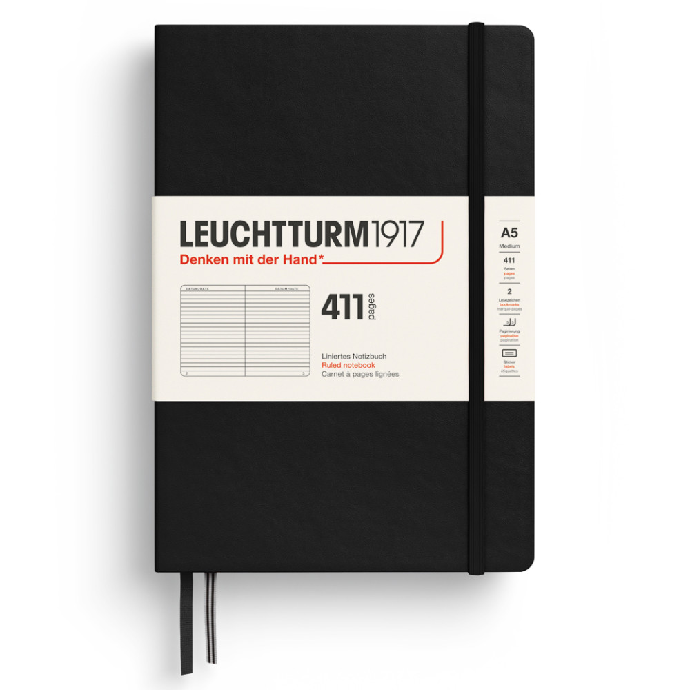 Ruled notebook 411 A5 - Leuchtturm1917 - Black hard cover