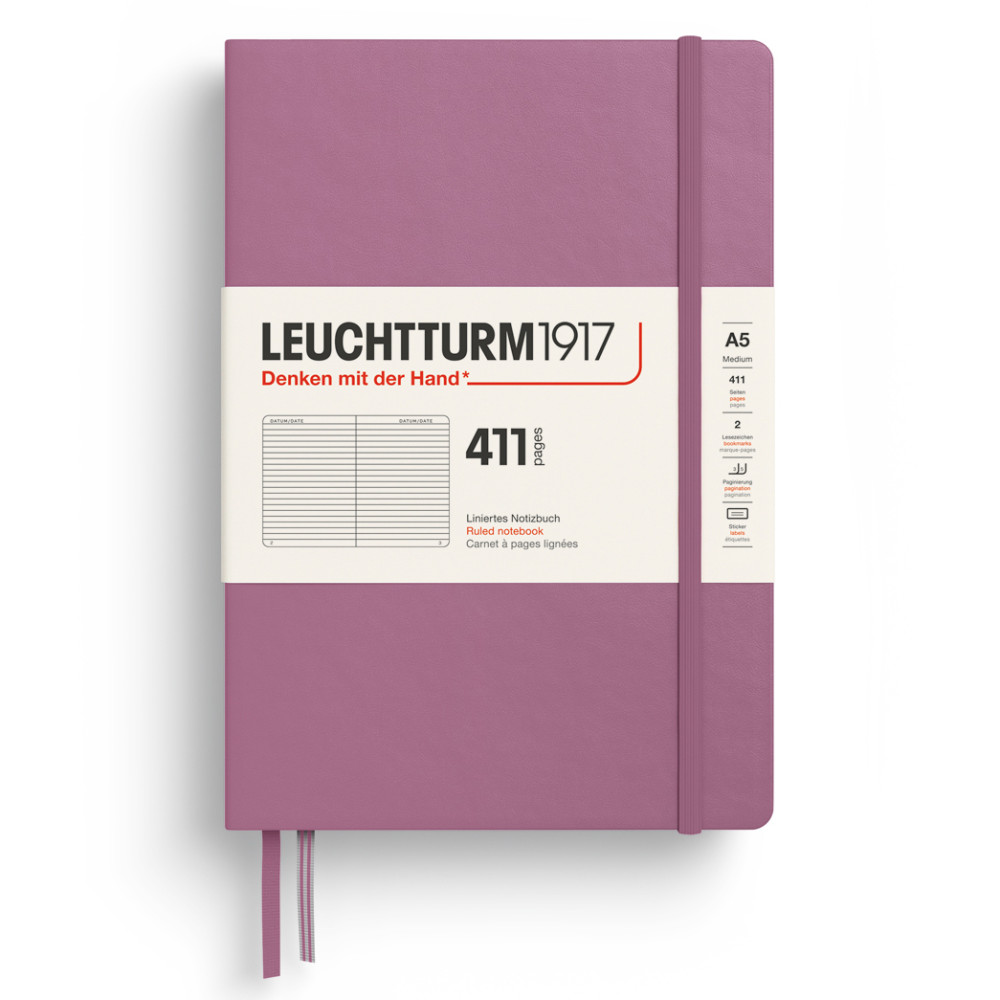 Ruled notebook 411 A5 - Leuchtturm1917 - Dusty Rose hard cover