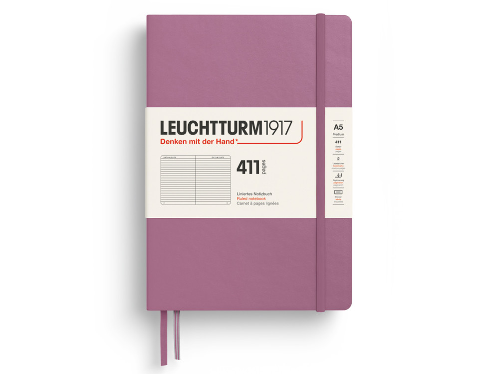 Ruled notebook 411 A5 - Leuchtturm1917 - Dusty Rose hard cover