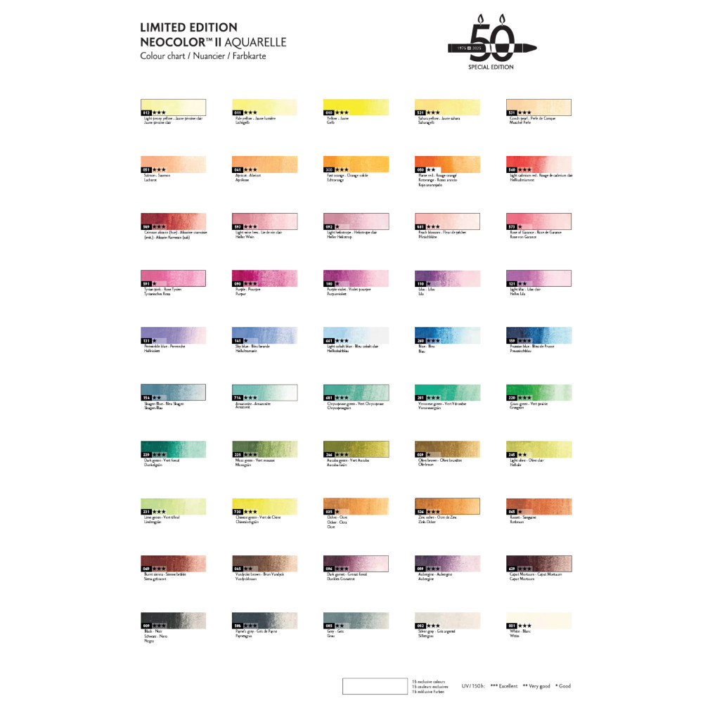 Zestaw pasteli akwarelowych Neocolor II Limited Edition w drewnianej walizce - Caran d'Ache - 50 szt.