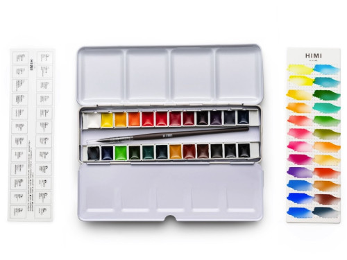 Zestaw akwareli w półkostkach - HIMI - 24 szt.