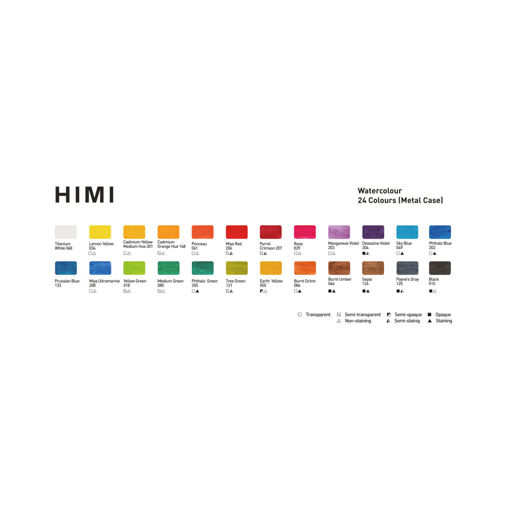 Set of watercolors in half-pans - HIMI - 24 pcs.