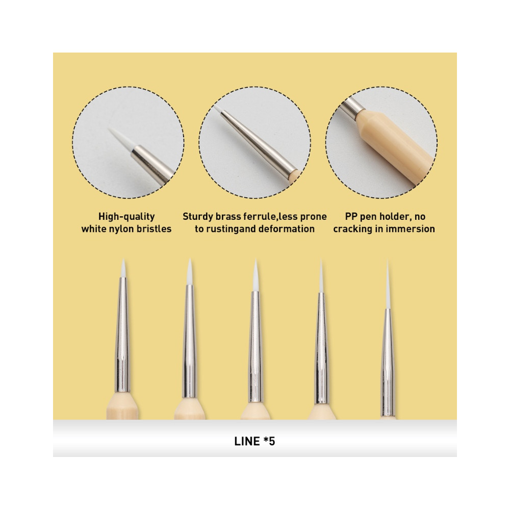 Set of round synthetic Detail brushes - HIMI - 5 pcs.