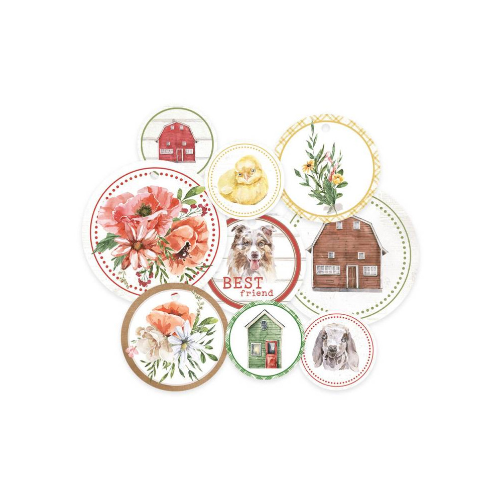 Decorative tags - Piątek Trzynastego - Farm Sweet Farm 01, 9 pcs.