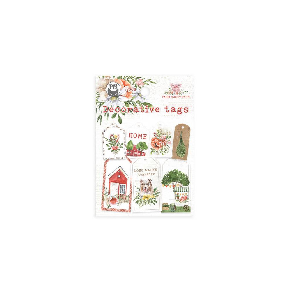 Decorative tags - Piątek Trzynastego - Farm Sweet Farm 03, 7 pcs.