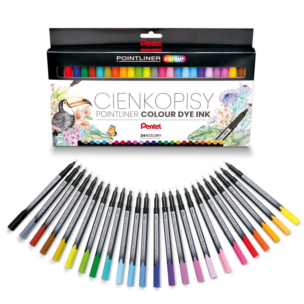 Zestaw cienkopisów Pointliner Colour 0,4 mm - Pentel - 24 szt.
