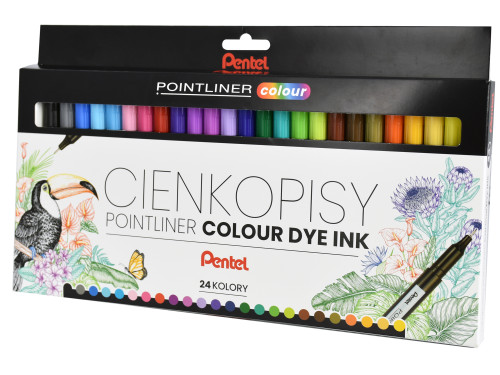 Set of Pointliner Colour fineliners 0,4 mm - Pentel - 24 pcs.