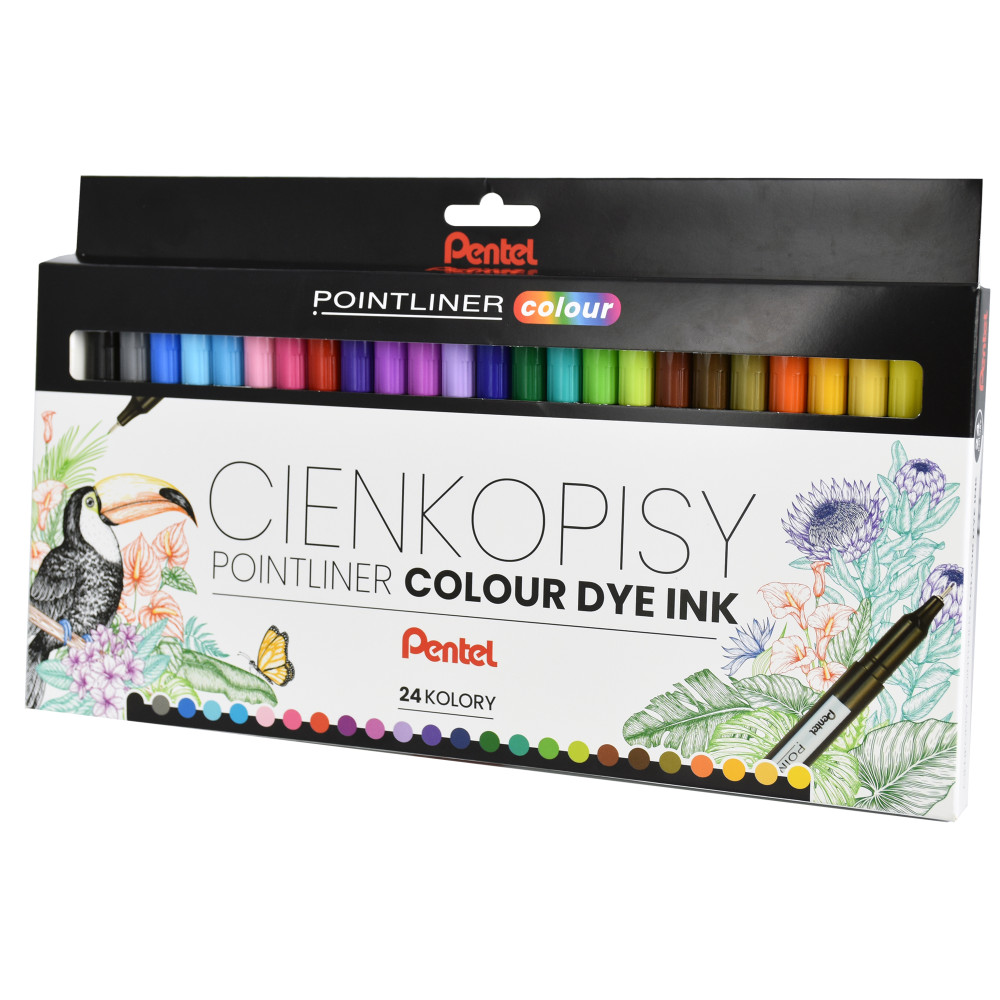 Zestaw cienkopisów Pointliner Colour 0,4 mm - Pentel - 24 szt.