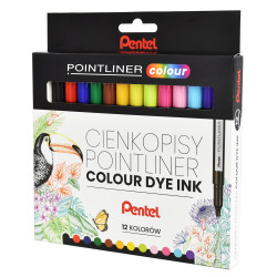 Zestaw cienkopisów Pointliner Colour 0,4 mm - Pentel - 12 szt.