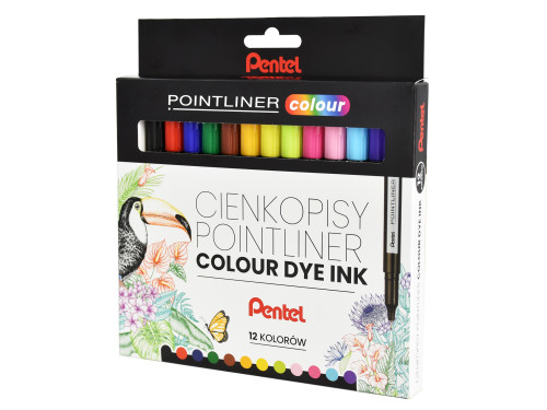 Set of Pointliner Colour fineliners 0,4 mm - Pentel - 12 pcs.