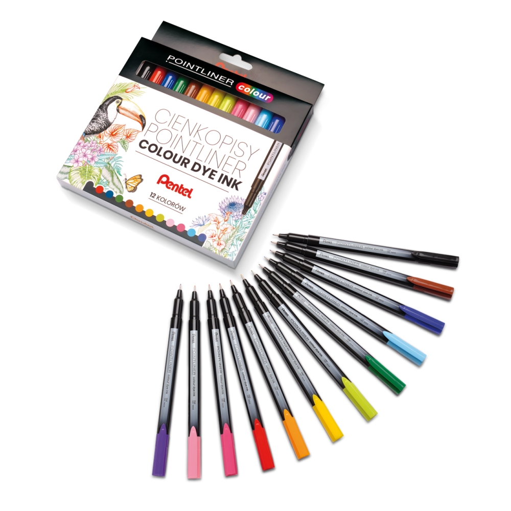 Zestaw cienkopisów Pointliner Colour 0,4 mm - Pentel - 12 szt.