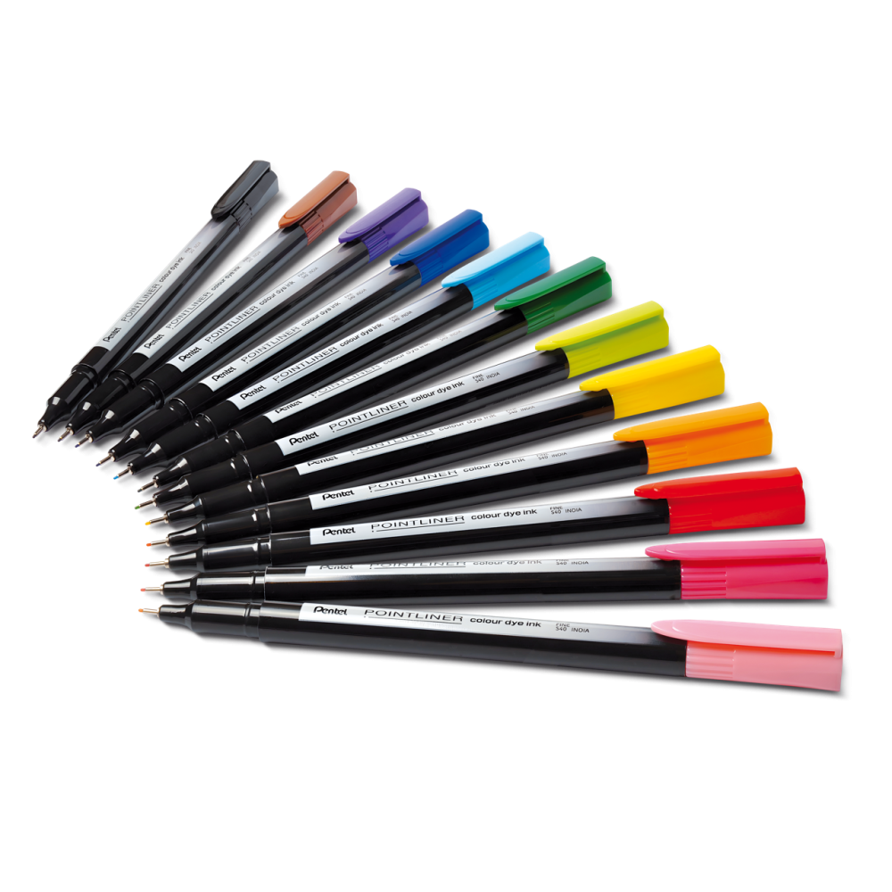 Set of Pointliner Colour fineliners 0,4 mm - Pentel - 12 pcs.