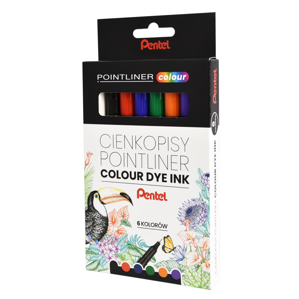 Set of Pointliner Colour fineliners 0,4 mm - Pentel - 6 pcs.