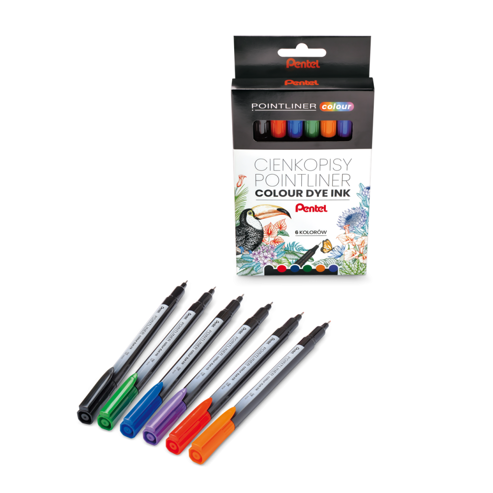 Set of Pointliner Colour fineliners 0,4 mm - Pentel - 6 pcs.