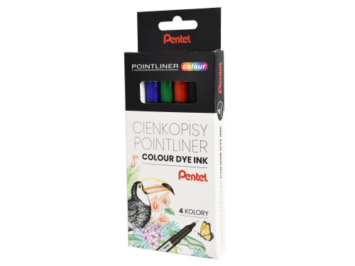 Zestaw cienkopisów Pointliner Colour 0,4 mm - Pentel - 4 szt.