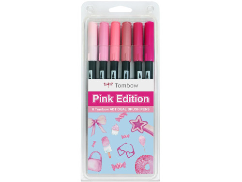 Set of Dual Brush Pens Pink - Tombow - 6 pcs.