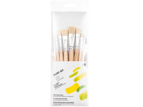 Set of flat natural Hobby brushes - Rico Design - 8 pcs.