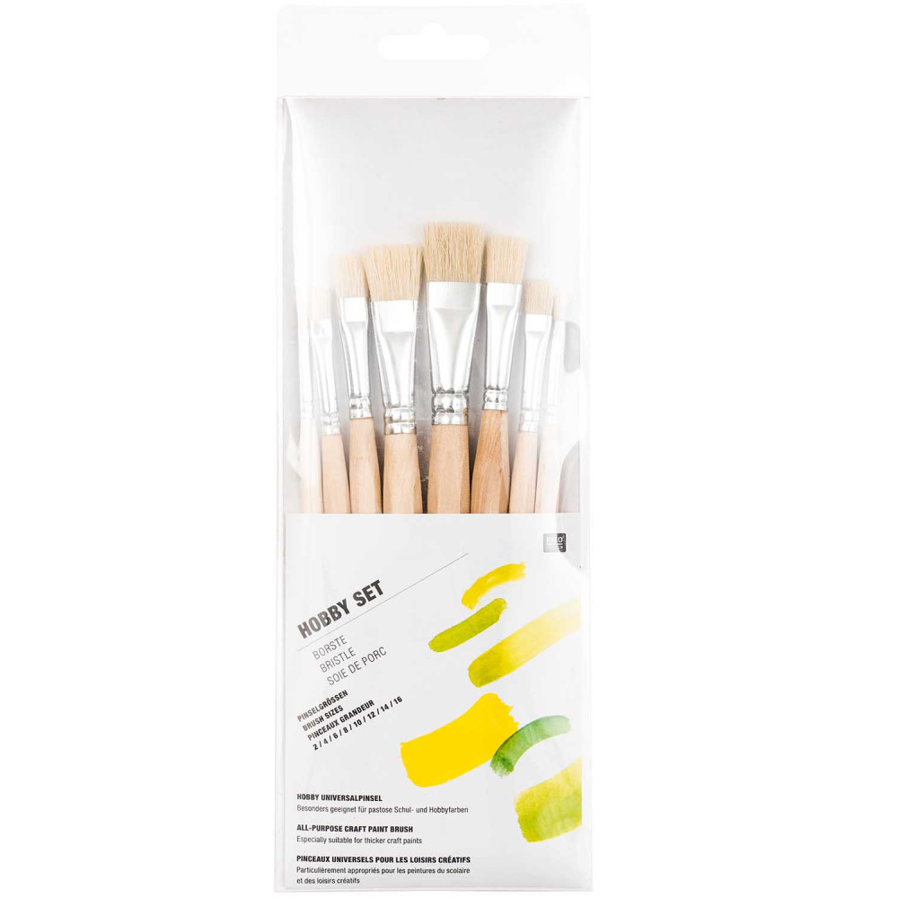 Set of flat natural Hobby brushes - Rico Design - 8 pcs.