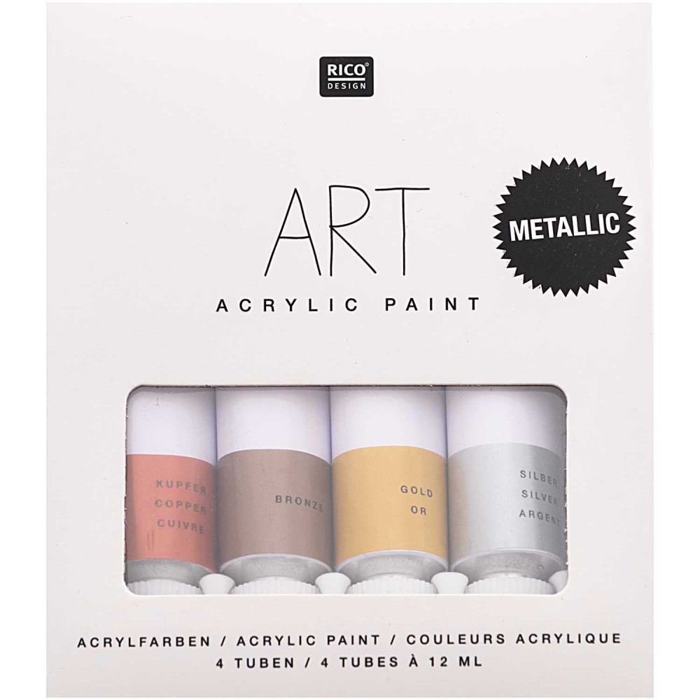 Set of acrylic paints Art Metallics - Rico Design - 4 x 12 ml