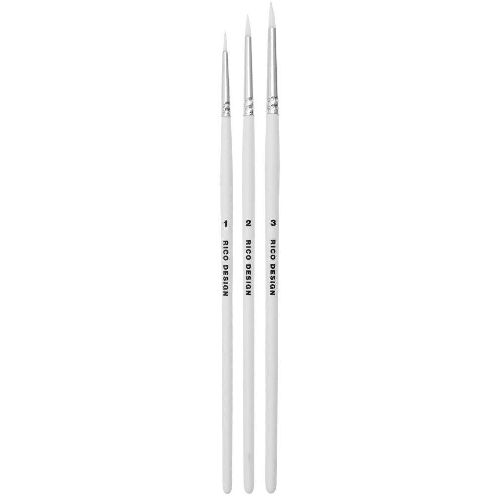 Set of round synthetic Acrilini brushes - Rico Design - 3 pcs.