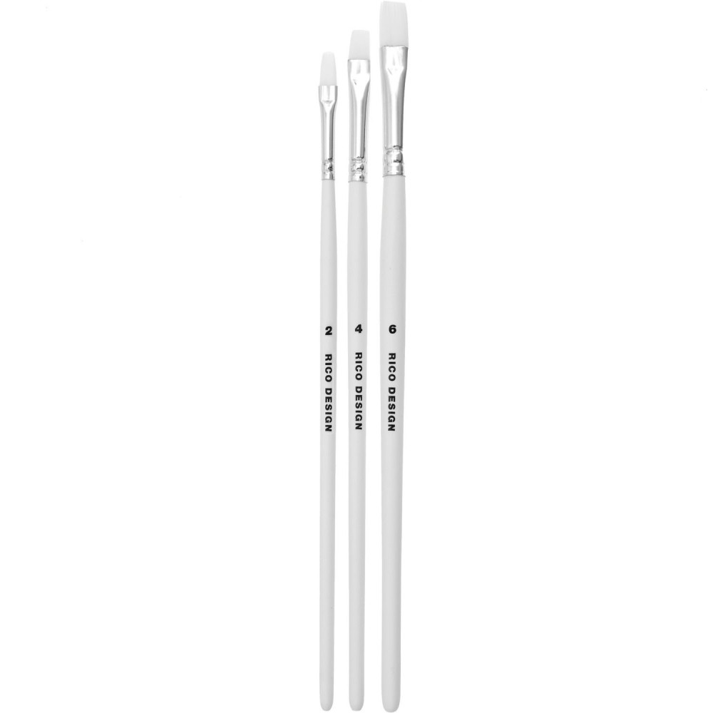 Set of flat synthetic Acrilini brushes - Rico Design - 3 pcs.