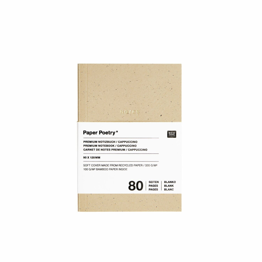 Plain notebook 9 x 12,8 cm - Paper Poetry - Cappucino softcover 100 g