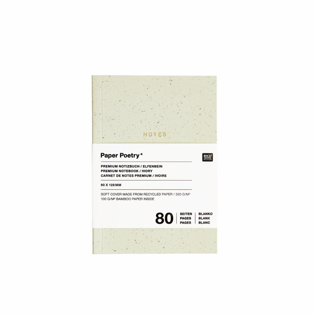 Plain notebook 9 x 12,8 cm - Paper Poetry - Ivory softcover 100 g