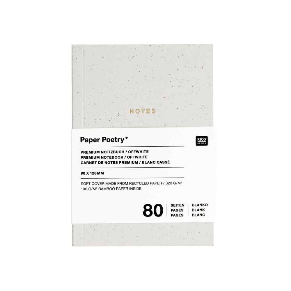 Notatnik gładki 9 x 12,8 cm - Paper Poetry - Off White miękka okładka 100 g