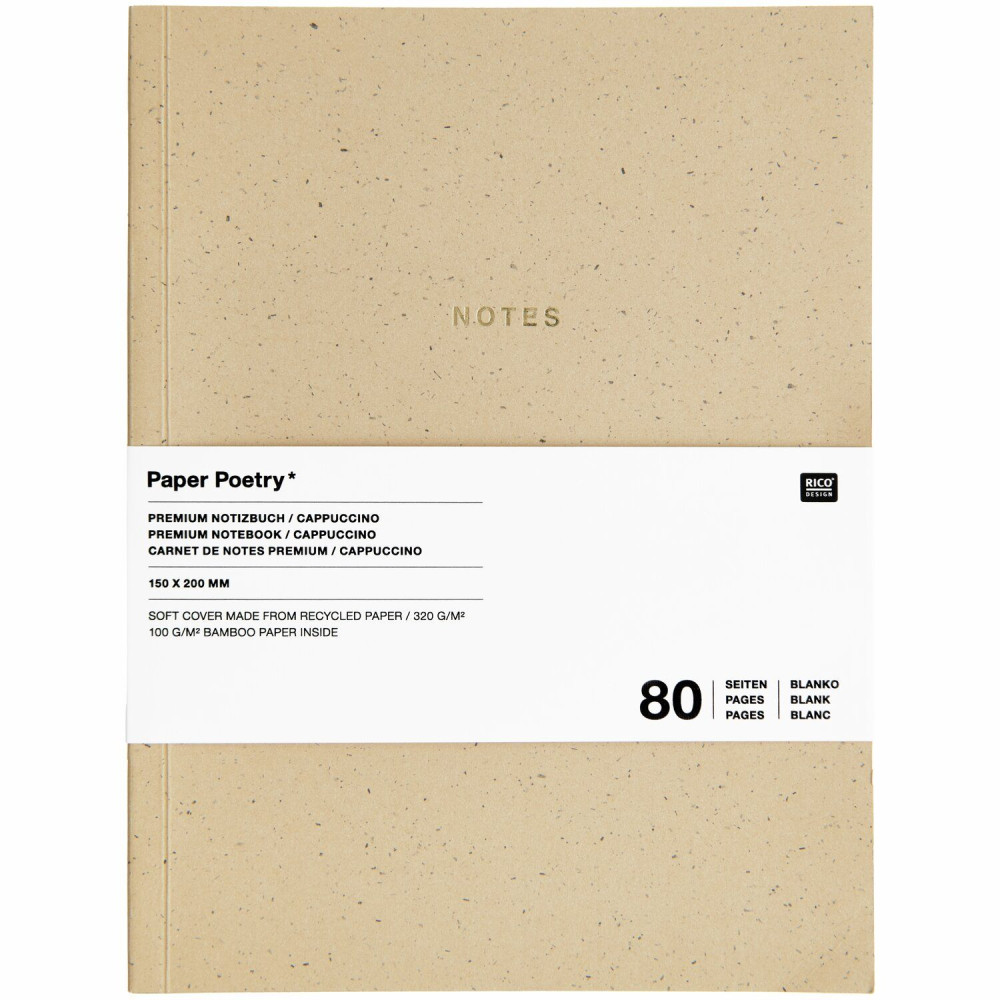 Plain notebook 15 x 20 cm - Paper Poetry - Cappuccino softcover 100 g