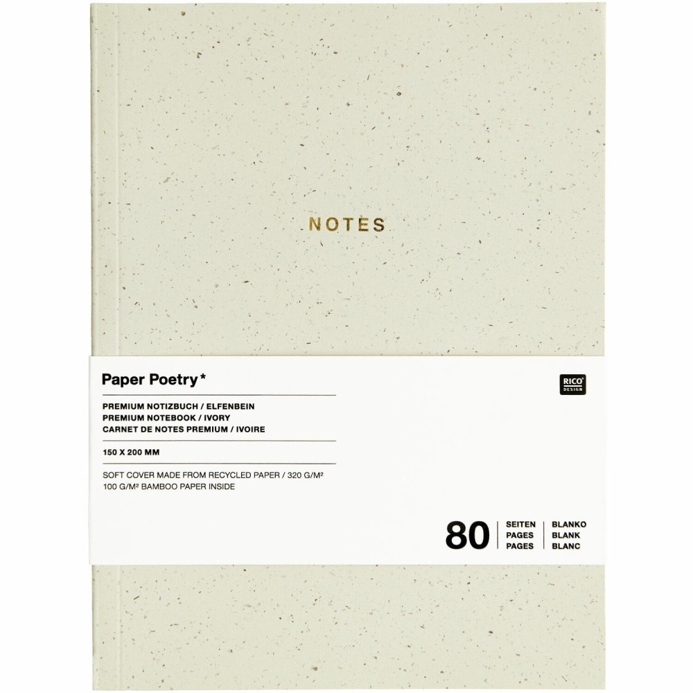 Notatnik gładki 15 x 20 cm - Paper Poetry - Ivory miękka okładka 100 g