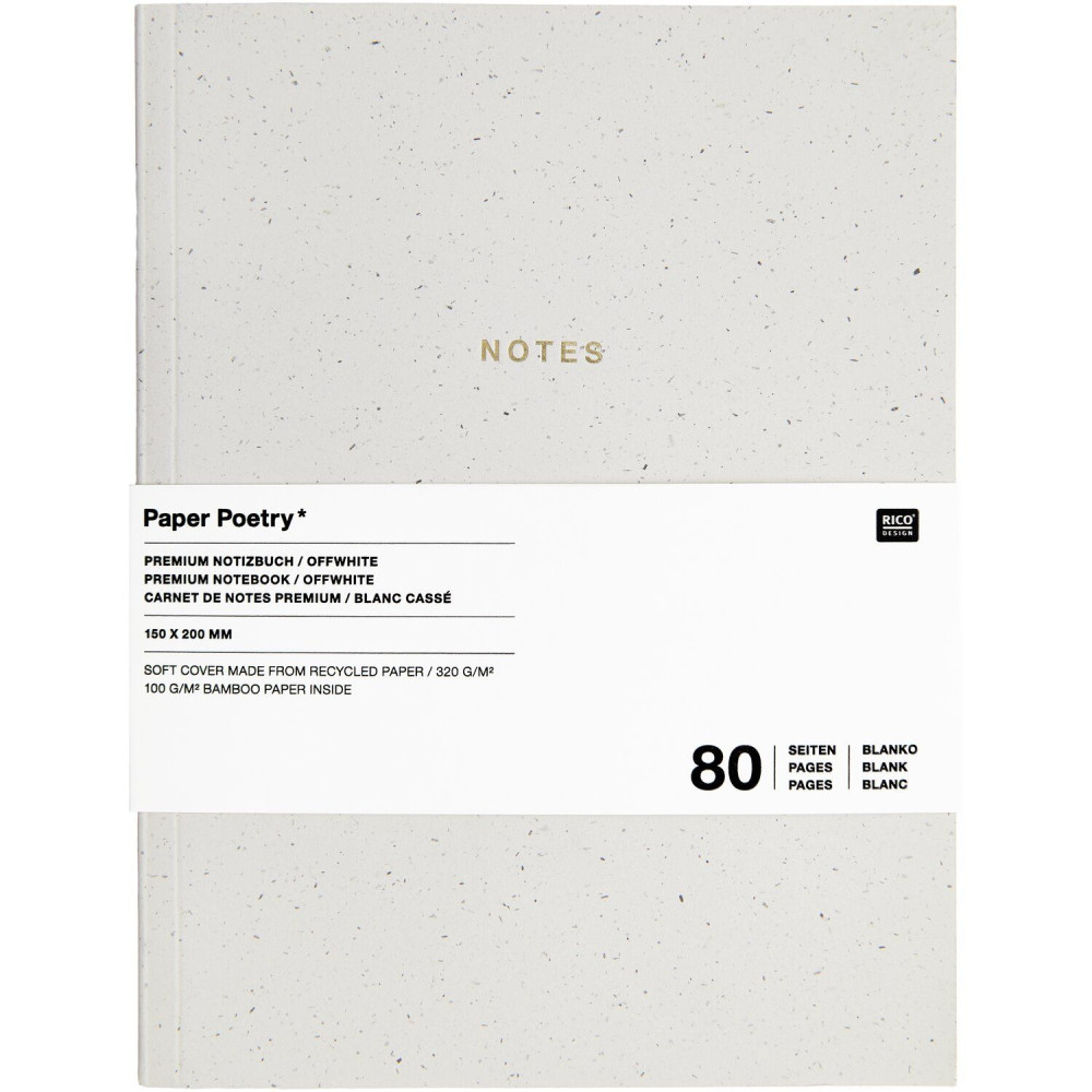 Notatnik gładki 15 x 20 cm - Paper Poetry - Off White miękka okładka 100 g