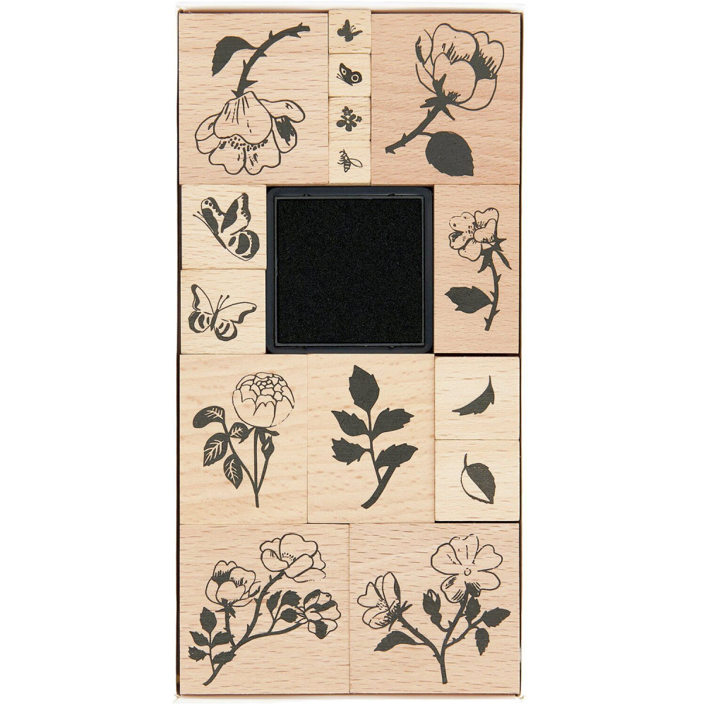 Set of wooden stamps Roses - Paper Poetry - 15 pcs.