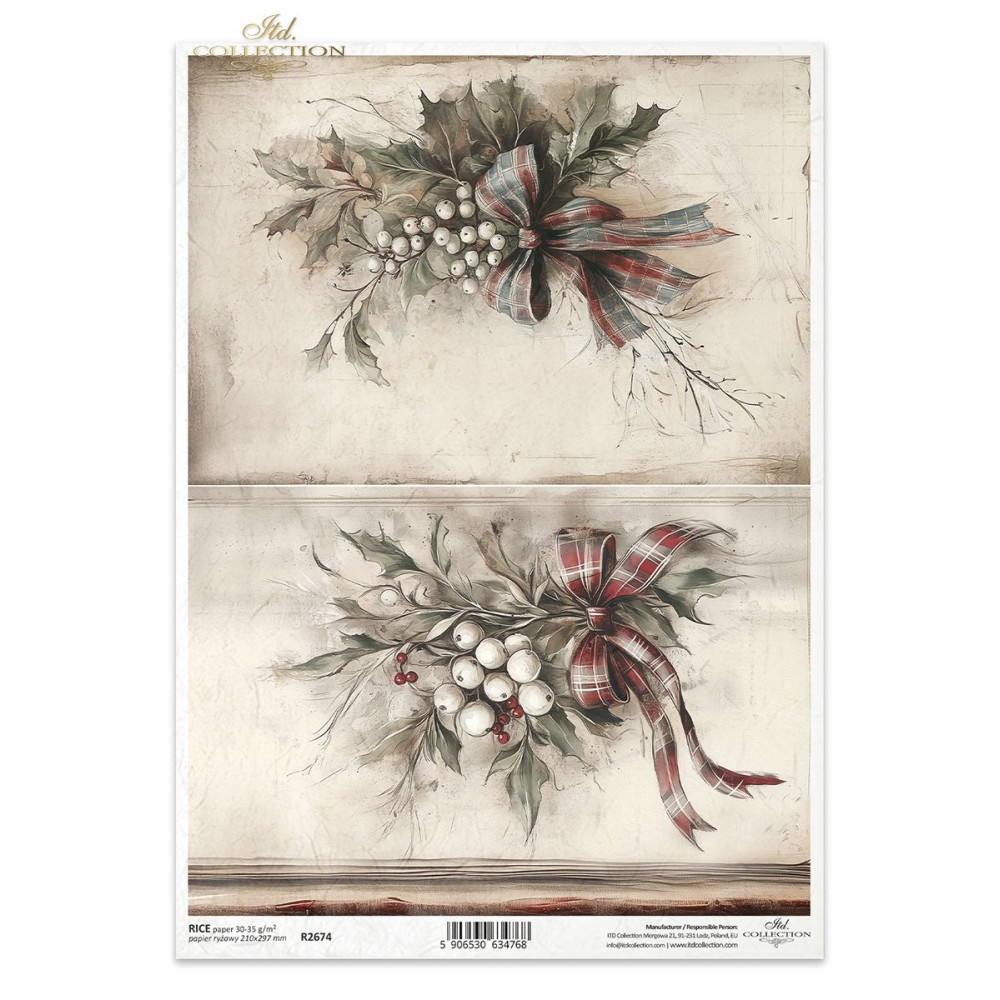 Papier do decoupage A4 - ITD Collection - ryżowy R2674