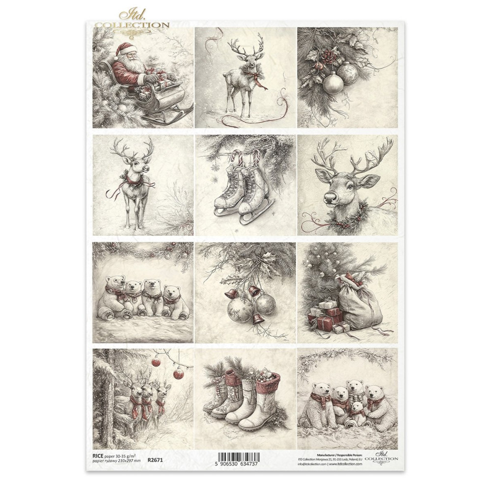 Papier do decoupage A4 - ITD Collection - ryżowy R2671