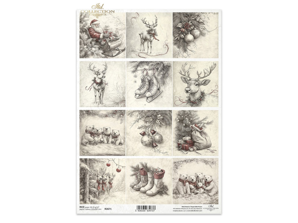 Papier do decoupage A4 - ITD Collection - ryżowy R2671