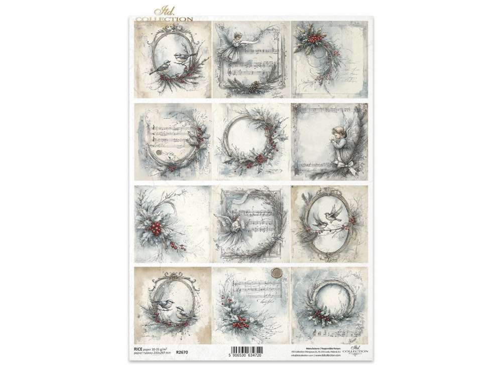 Papier do decoupage A4 - ITD Collection - ryżowy R2670