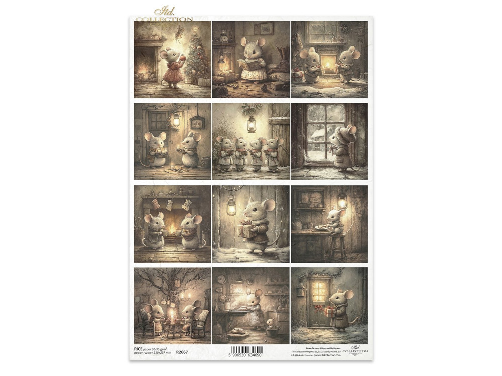 Papier do decoupage A4 - ITD Collection - ryżowy R2667