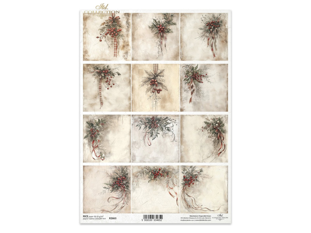 Papier do decoupage A4 - ITD Collection - ryżowy R2663